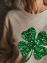 Lässig Rundhals Kleeblatt Sweatshirt Print