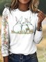 Retro Kariert Rundhals Langarm T-Shirt