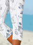 Lässig Geblümt Caprihosen Elastische Taille Print Hose