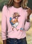Retro Kariert Rundhals Langarm T-Shirt