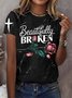 Lässig Geblümt Rundhals Kurzarm T-Shirt
