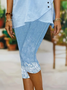 Lässig Geblümt Caprihosen Elastische Taille Print Hose