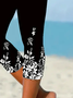 Lässig Geblümt Caprihosen Elastische Taille Print Hose