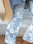 Lässig Geblümt Caprihosen Elastische Taille Print Hose