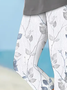 Lässig Geblümt Caprihosen Elastische Taille Print Hose