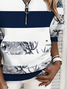 Lässig Rundhals Gestreift Sweatshirt Print
