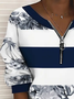 Lässig Rundhals Gestreift Sweatshirt Print