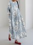Damen 3d Drucken Rundhals Halbarm Bequem Retro Maxikleid