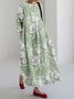 Damen 3d Drucken Rundhals Halbarm Bequem Retro Maxikleid