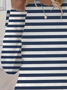 Lässig Gestreift Rundhals Langarm T-Shirt