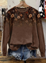 Lässig Rundhals Geblümt Sweatshirt Print