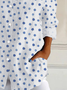 Hemdkragen Langarm Polka Dots Schnalle Regelmäßig Weit Knopfhemd Bluse für Damen