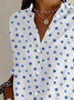 Hemdkragen Langarm Polka Dots Schnalle Regelmäßig Weit Knopfhemd Bluse für Damen