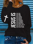 Lässig Textbriefe Rundhals Langarm T-Shirt