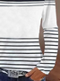 Lässig Gestreift V-Ausschnitt Langarm T-Shirt