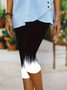 Lässig Farbverlauf Caprihosen Elastische Taille Print Hose