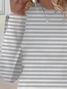 Lässig Gestreift Rundhals Langarm T-Shirt