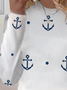 Lässig Anker Rundhals Langarm T-Shirt