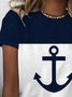 Lässig Anker Rundhals Kurzarm T-Shirt