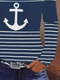 Lässig Gestreift V-Ausschnitt Langarm T-Shirt