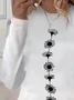 Lässig Geblümt Rundhals Langarm T-Shirt
