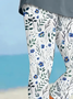 Lässig Geblümt Caprihosen Elastische Taille Print Hose