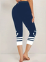 Lässig Anker Caprihosen Elastische Taille Print Hose