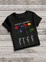 Lässig Geblümt Rundhals Kurzarm T-Shirt