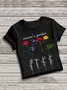 Lässig Geblümt Rundhals Kurzarm T-Shirt