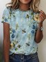 Lässig Geblümt Rundhals Ärmellos T-Shirt