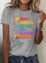 Lässig Textbriefe Rundhals Kurzarm T-Shirt