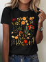 Lässig Geblümt Rundhals Kurzarm T-Shirt