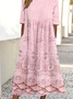 Damen Verlaufsmuster Rundhals Halbarm Bequem Retro Maxikleid