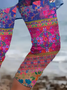 Lässig Geblümt Caprihosen Elastische Taille Print Hose