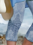 Lässig Geblümt Caprihosen Elastische Taille Print Hose
