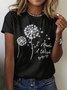 Lässig Geblümt Rundhals Kurzarm T-Shirt