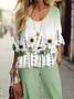 Damen Geblümt Rundhals Langarm Bequem Lässig Print Bluse mit Hose Zweiteiliges Set