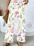 Damen Geblümt Rundhals Ärmellos Bequem Lässig Print Bluse mit Hose Zweiteiliges Set