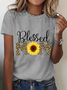 Lässig Textbriefe Rundhals Kurzarm T-Shirt