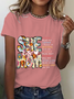 Lässig Textbriefe Rundhals Kurzarm T-Shirt