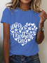 Lässig Textbriefe Rundhals Kurzarm T-Shirt