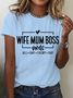 Lässig Textbriefe Rundhals Kurzarm T-Shirt
