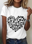Lässig Textbriefe Rundhals Kurzarm T-Shirt