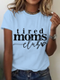 Lässig Textbriefe Rundhals Kurzarm T-Shirt
