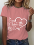 Lässig Textbriefe Rundhals Kurzarm T-Shirt