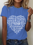 Lässig Textbriefe Rundhals Kurzarm T-Shirt