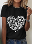 Lässig Textbriefe Rundhals Kurzarm T-Shirt