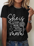 Lässig Textbriefe Rundhals Kurzarm T-Shirt