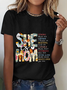 Lässig Textbriefe Rundhals Kurzarm T-Shirt