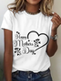 Lässig Textbriefe Rundhals Kurzarm T-Shirt
